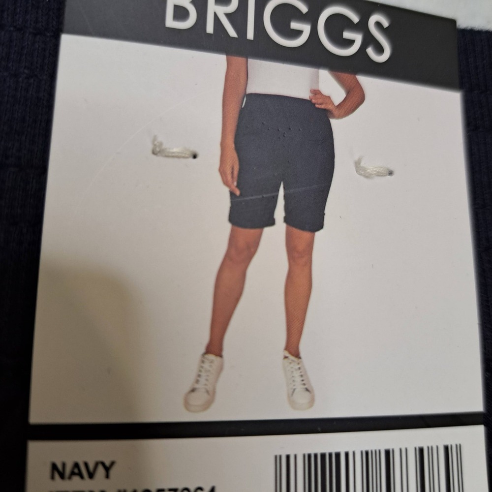 Briggs Womens Shorts L Navy NWT Elastic Waist 1901-182